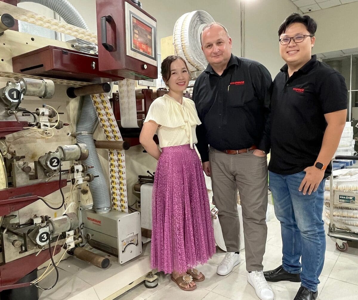 Viet Spring’s Khuyen Pham with Vetaphone’s Sales Manager for Asia Pacific Holger Selenka, and Song Song’s Nguyen Anh Tu (Max)